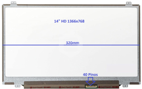 Painel LCD 14" LED HD 1366x768 40pinos W/Brackets