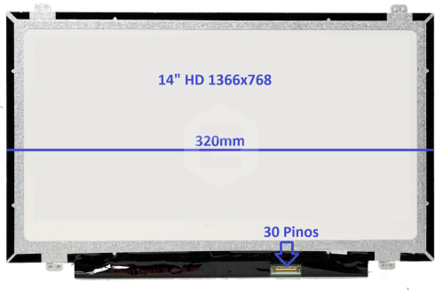 Painel LCD Slim 14" WXGA HD 1366x768 30 Pinos