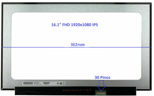 Painel LCD 16.1" LED WUXGA 1980x1080 Matte 30pinos Sem Brackets IPS