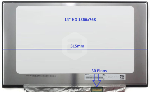  Painel LCD 14" LED HD 1366x768 Matte 30pinos Sem Brackets 315mm