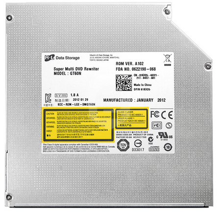 HL GT60N Notebook SATA 12.7mm 8X DVD-RW Drive