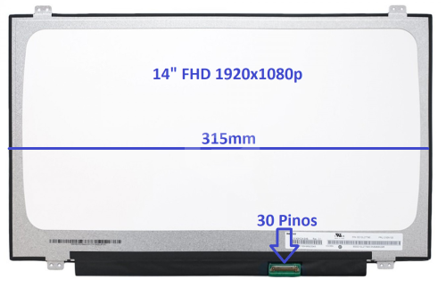 Painel LCD 14" LED FHD 1920x1080 Matte - 30pinos W/Brackets 315mm