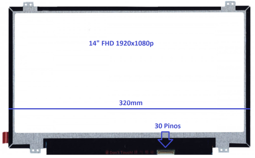 Painel LCD 14" LED FHD 1920x1080 Matte - 30pinos W/Brackets 320mm